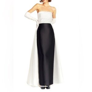Solace London Black and White Strapless Maxi Gown